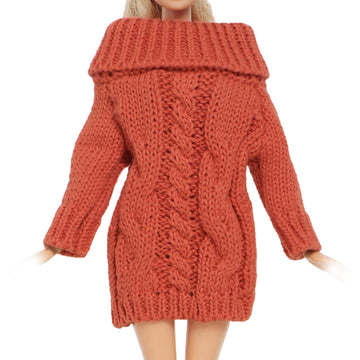 Bjdbus Winter Turtleneck Sweater Clothes For 11.5 Inch Girl Doll Accessories (Red Orange)