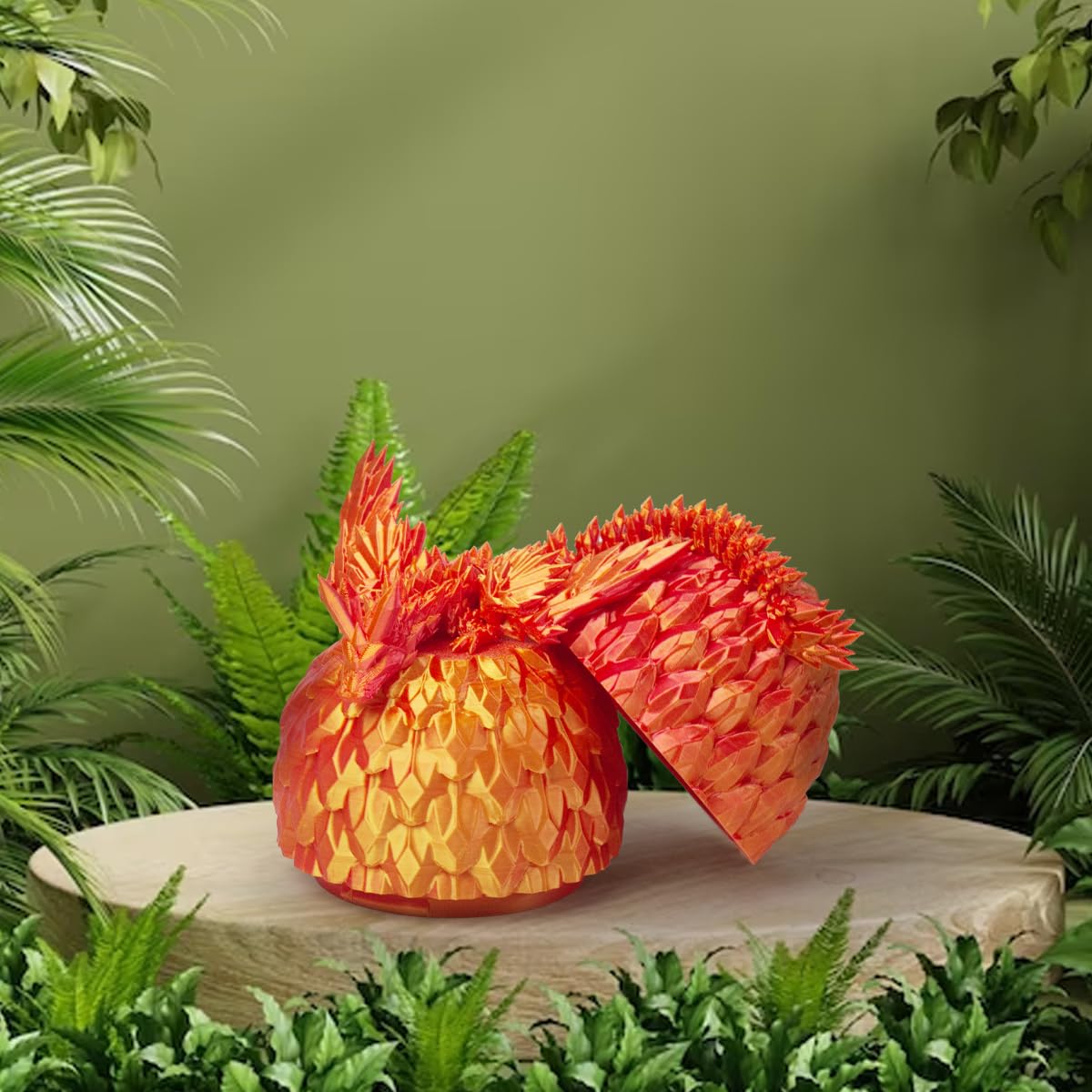 AUMEILLER 3D Printed Flying Dragon Egg,Crystal Dragon Fidget Toy in Egg,Executive Desk Toys-Laser Red