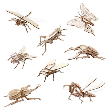 Elx Wooden 3D Puzzles For Kids 6+, 8 Piece Set Insect Animal Wooden Models, Wood Building Kits Diy Wooden Crafts Stem Toys Peres
