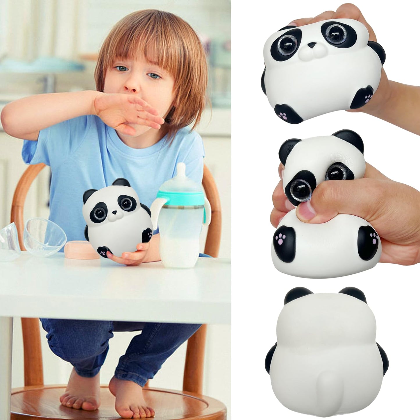 Funnysquee Cute Fat Panda Squishies Big Eyes Animal Toy Birthday Gift For Kids,Kawaii Stress Relief Squishie Toy