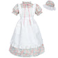 FCCAM Colonial Costume Girls with Mob Cap Floral Pioneer Prairie Dress 1800s American Costume Pink L age over 4 years old