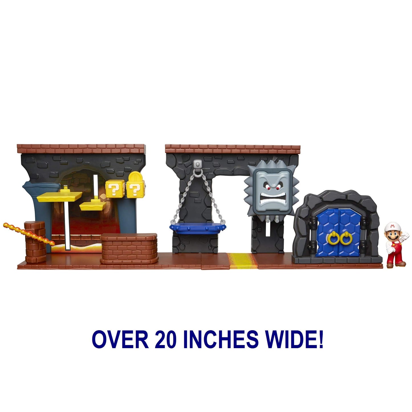 World of Nintendo Super Mario Dungeon Deluxe Play Set - 2.5” Fire Mario Figure, Interactive Environments, Medium, Plastic