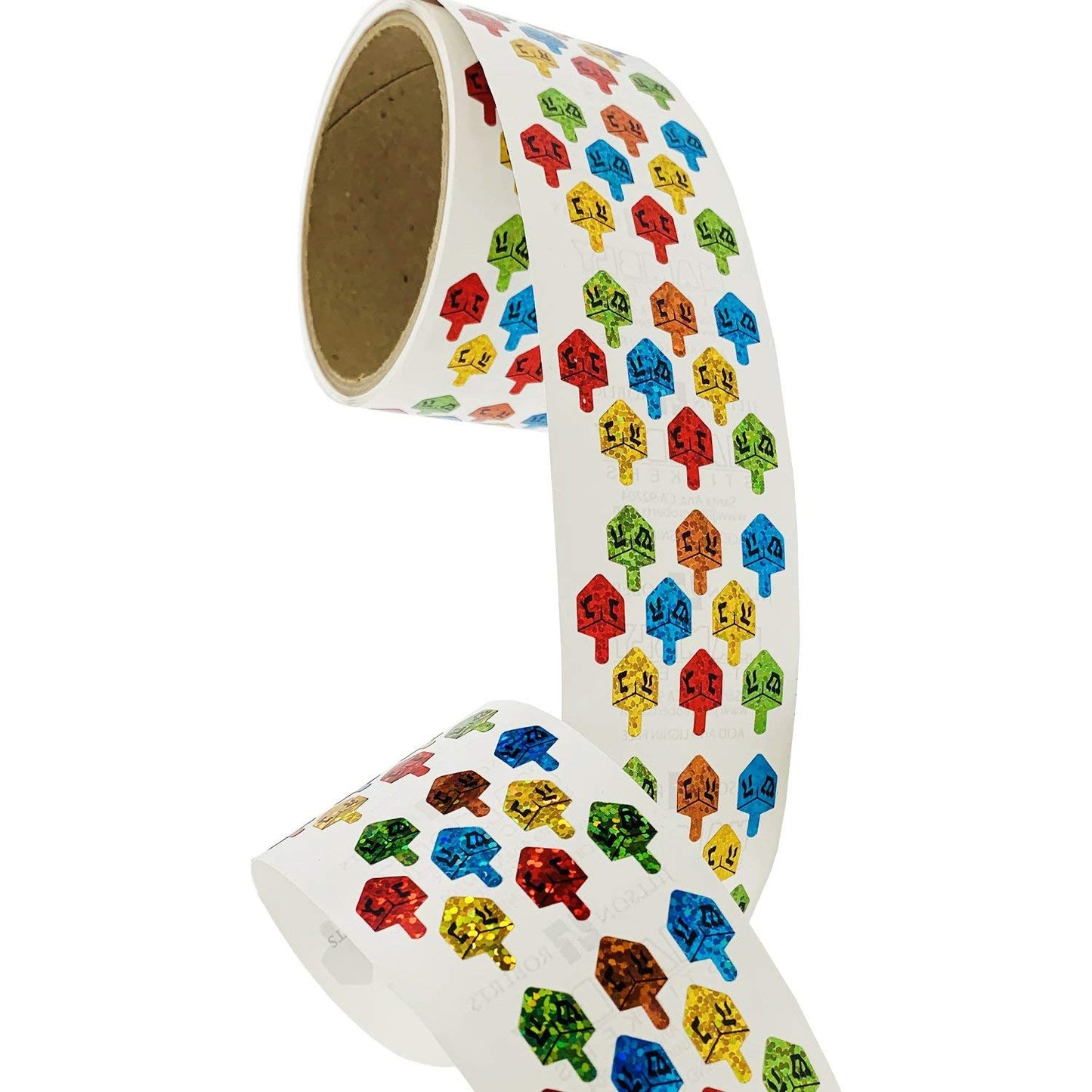 Jillson & Roberts Prismatic Stickers Bulk Roll, Hanukkah Dreidels (100 Repeats)