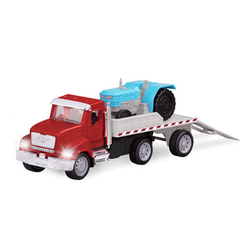 Driven by Battat - Micro Flatbed Truck - Toy Truck with Trailer & Miniature Toy Tractor For Kids Aged 3+ (2Pc)