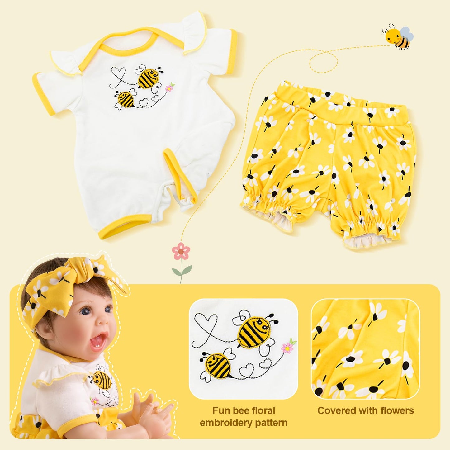 Aori Reborn Baby Dolls Clothes - Outfit Clothing Set For 20-24 Inch Realistic Newborn Toy Dolls