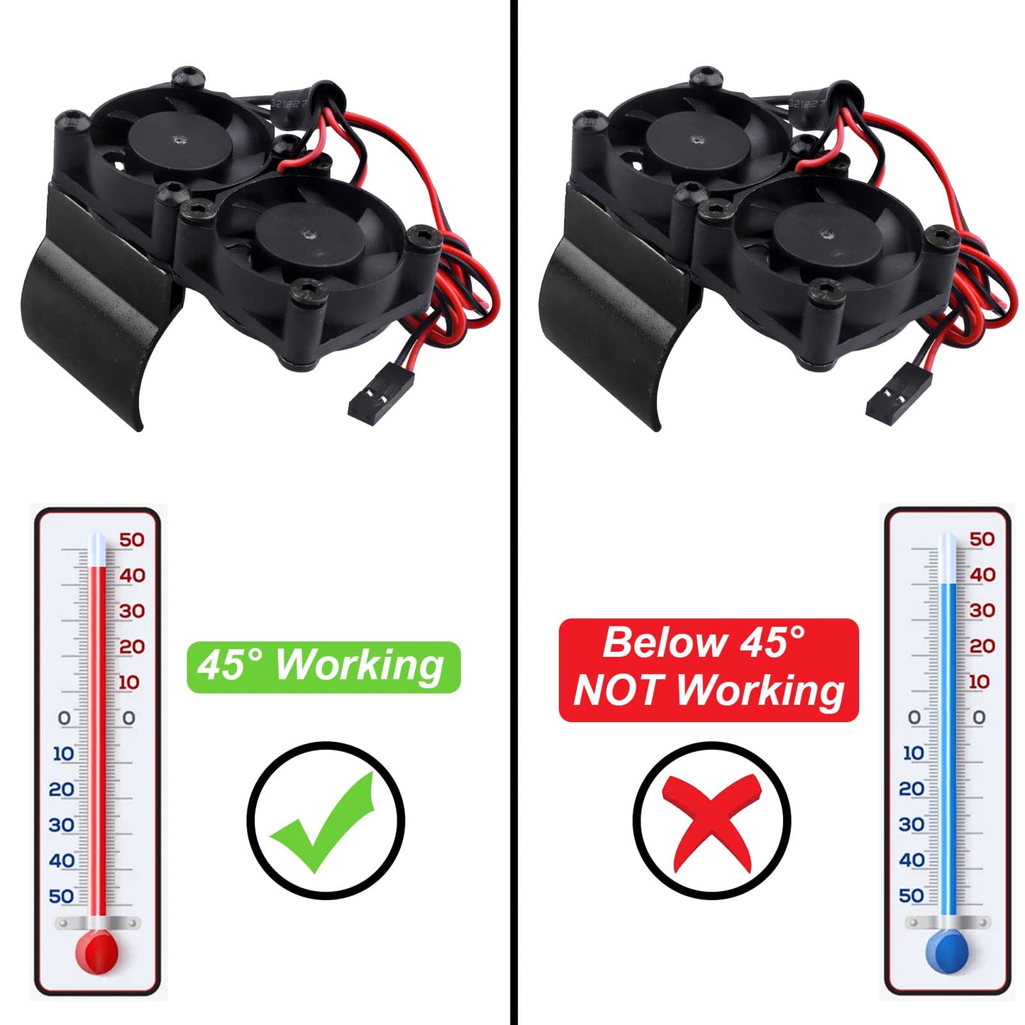 FriHobby RC Motor Heatsink with Twin Cooling Fan Thermal Sensor Aluminum Heatsink Compatible with 36mm Diameter Motors 540/550 /