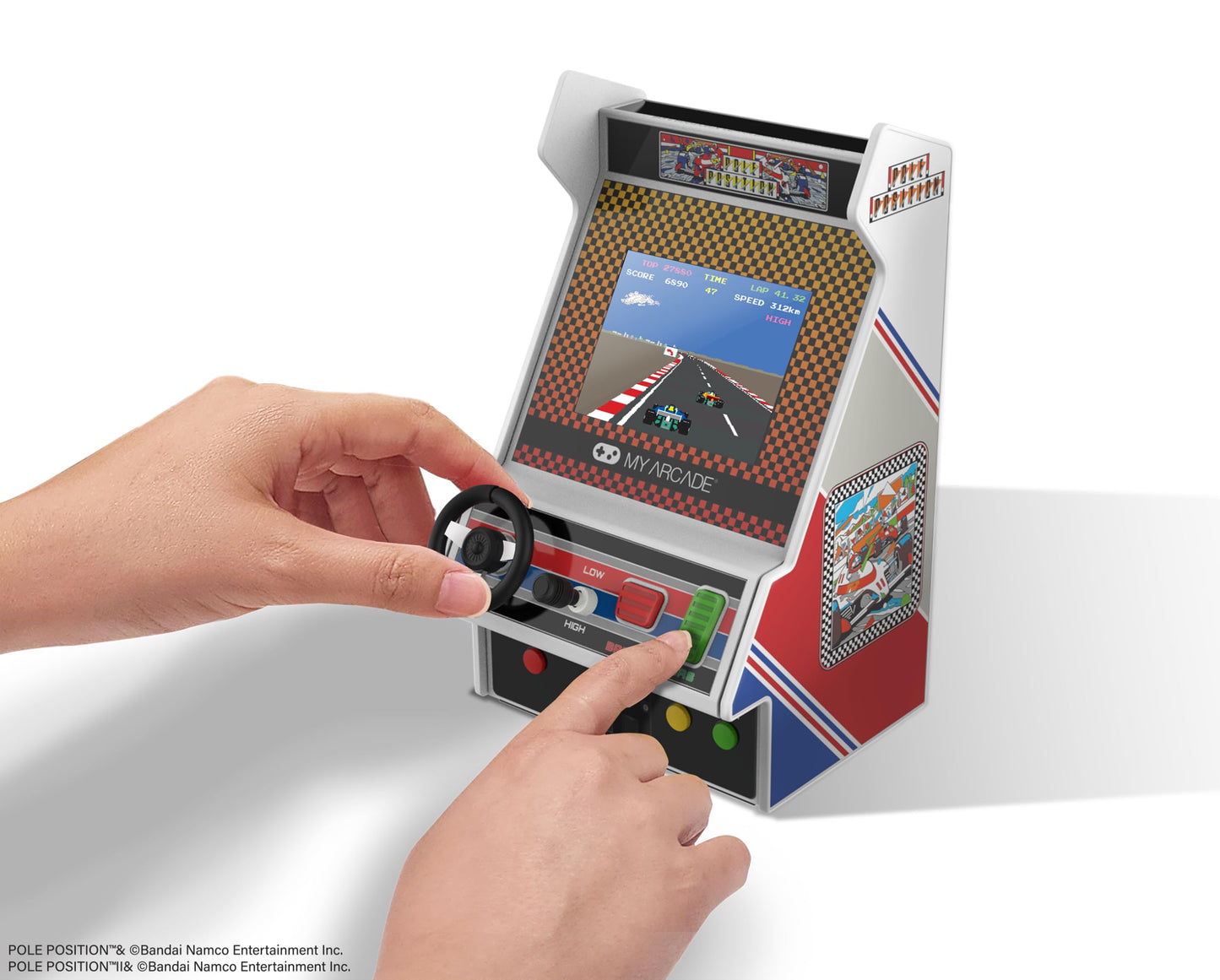 My Arcade Retro Mini Arcade Game Console DGUNL-7022, Full Color Screen, 2 Games, Real Racing Controls, Multi Color, Small Size