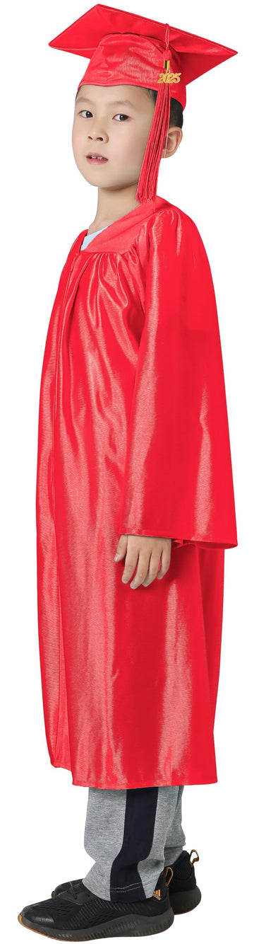 GraduatePro Kindergarten Graduation Cap and Gown Package Class of 2025 for Kids with Stole Certificate as Party Gift Red 30