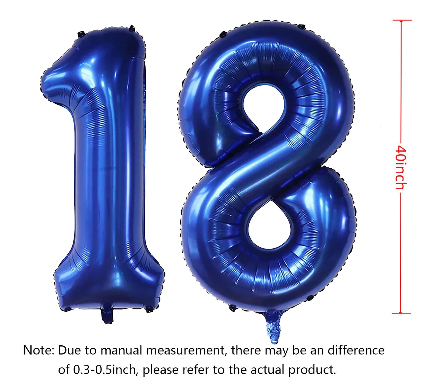 40Inch Navy Blue Number 18 Balloons Self-Sealing Balloon 18 Numbers For Birthday Party Decorations And Anniversary Party Decor (