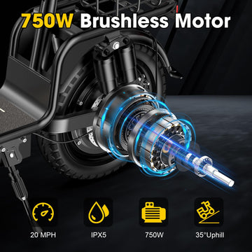 INSDRGN mature-themeds Electric Scooter with Seat  48V 10.4AH Foldable Electric Scooter 14  Tires 750W Motor 20MPH  28-Mile Long Range and Dual Disc Brakes 330lbs Max Load