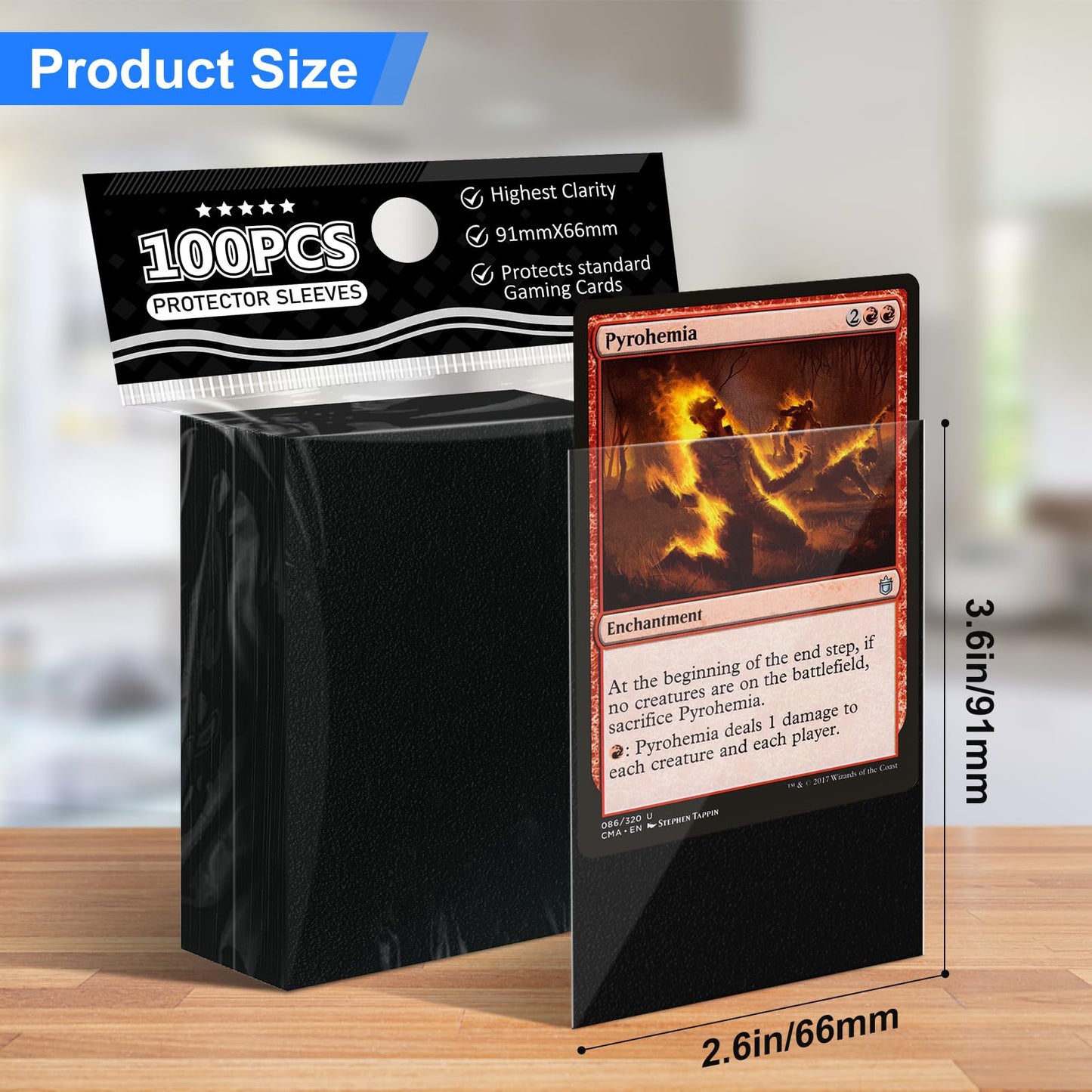 Black Card Sleeves Fit For Mtg, 300 Pack Perfect Fit Standard Card Sleeves For Trading Cards Sports Cards Baseball Cards Tcg, St