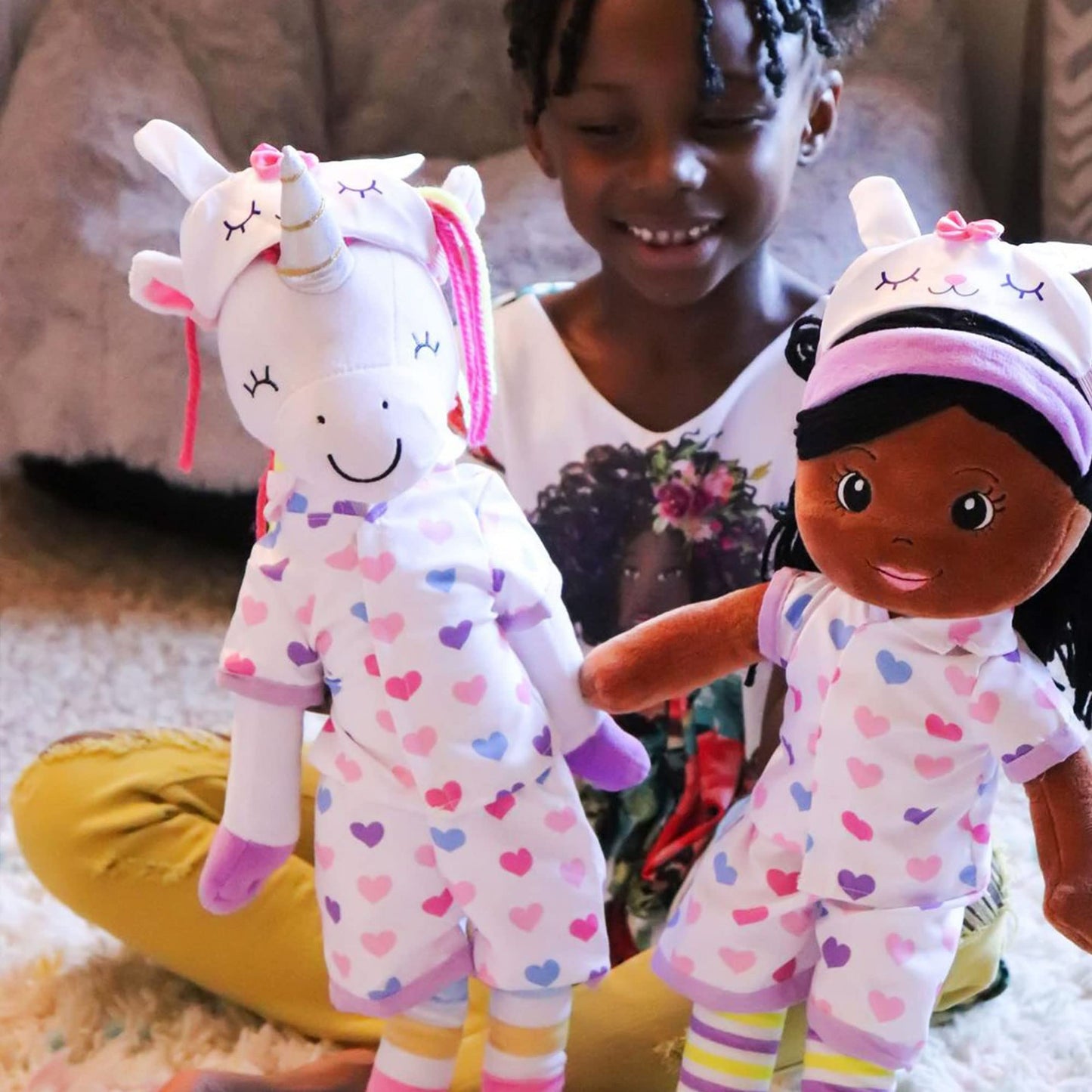 Plushible Plush Baby Doll - 18 Inch Rag Dolls For Girls, Infants, Toddlers, & Babies - Black Yarn Hair - Large Plushie Toys - Ka