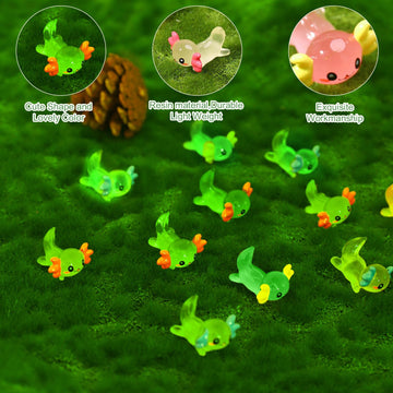 Fuyamp 40Pcs Luminous Mini Axolotl Resin Miniature Glow in The Dark Tiny Axolotl Charms Figures for Landscape Aquarium Dollhouse