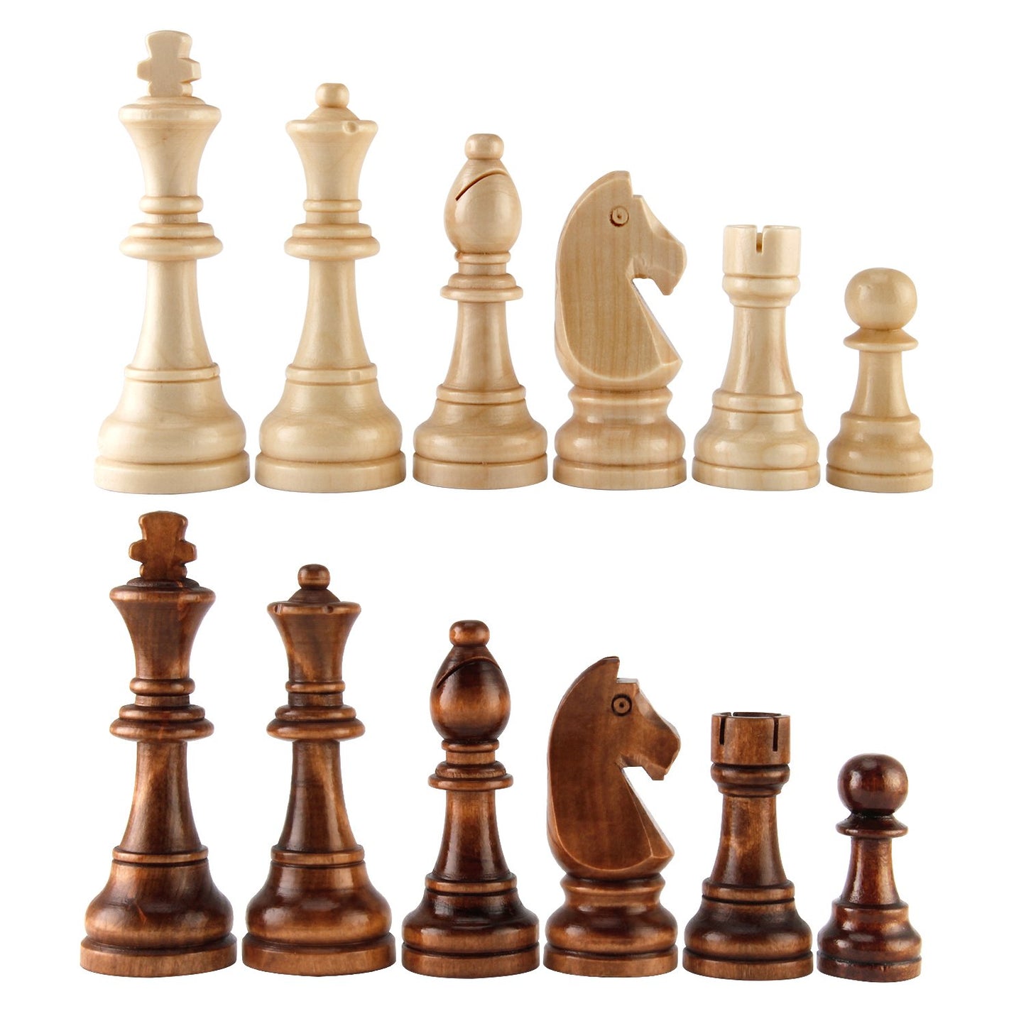 Amerous Chess Pawns Wooden Chessmen with 4.55 King Nature Wood Chess Pieces Hand Carved Figure Figurine  French Staunton Style