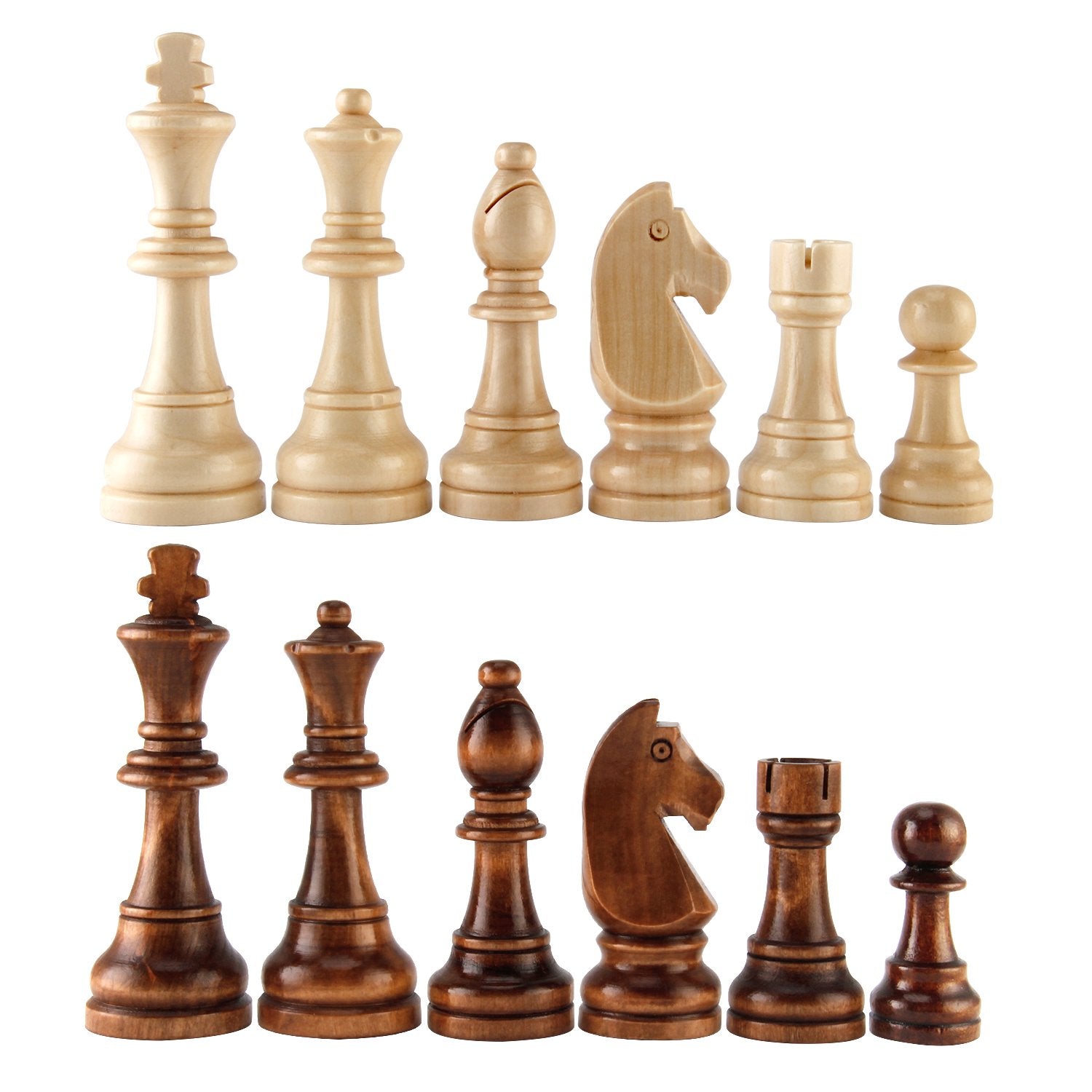 Amerous Chess Pawns Wooden Chessmen with 4.55 King Nature Wood Chess Pieces Hand Carved Figure Figurine  French Staunton Style