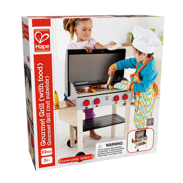 Award Winning Hape Gourmet Grill And Shish Kabob Wooden Play Kitchen Multi, L: 27.6, W: 15, H: 24.8 Inch