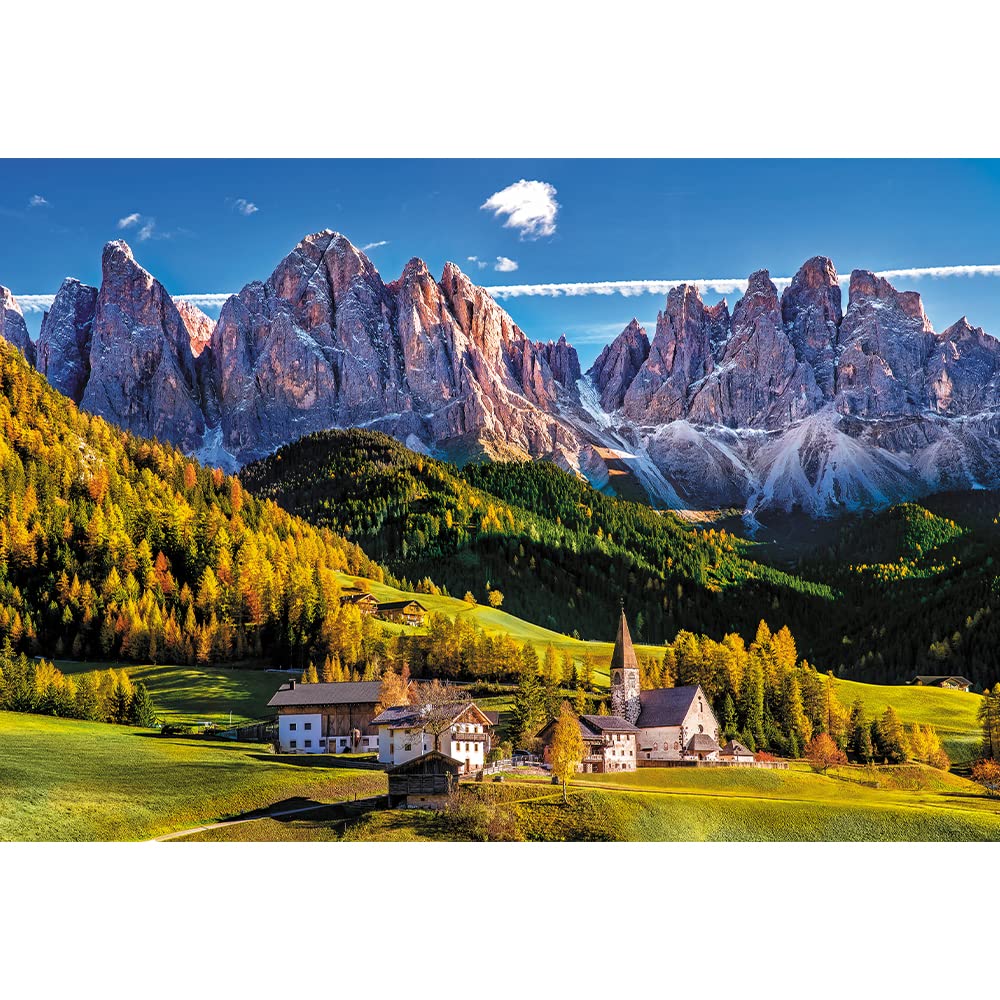 Trefl Val Di Funes Valley, Dolomites, Italy 1500 Piece Jigsaw Puzzle Red 33'X23' Print, Diy Puzzle, Creative Fun, Classic Puzzle For Adults And Children From 12 Years Old