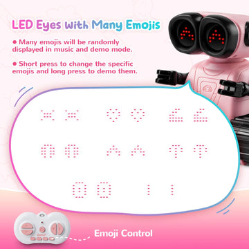 Sgile Remote Control Robot Toys With Music And Led Emojis Eyes, Auto-Demonstration, Rc Rechargeable Emo Robots For Kids Age 3 4 5 6 7 Year Old Girls And Boys Gift Pink