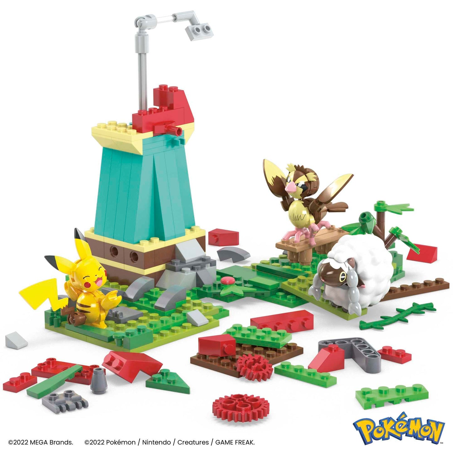 MEGA Pokémon Building Toys Set - Countryside Windmill, 240 Pieces, Motion, 3 Poseable Figures, Multicolor, Model HKT21