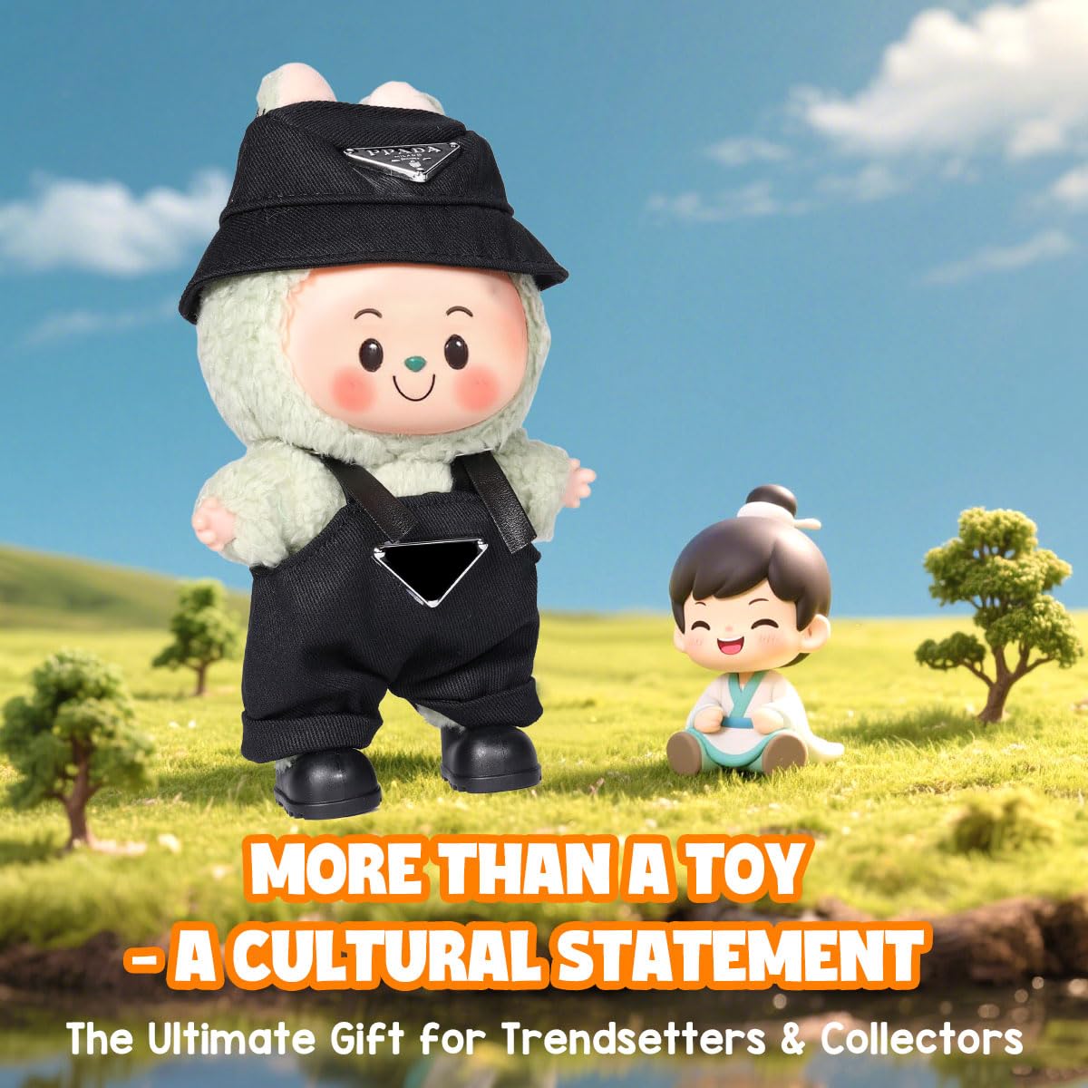 AICase for 17cm Doll Clothes/Outfit Clothes Set for 17cm Doll 2 Piece Set Hat Clothing Boys and Girls Stylish Adorable Dolls Clothes Accessories_Black