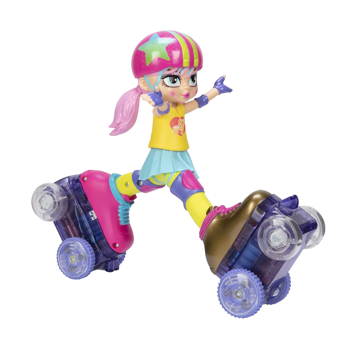 Jakks Pacific Rock N Rollerskate Doll Rainbow Riley Light Up Remote Control Rollerskating Doll - Plays Music And Skates!, 10' H