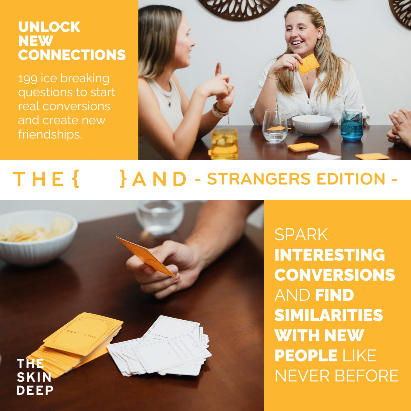 {THE AND} Strangers Edition Conversation Starter Card Game - Fun Ice Breakers - Yellow Cards