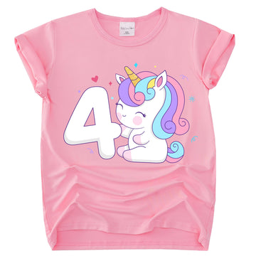 Tutu And Sian Unicorn Birthday Outfit For Girls - Unicorn Shirt, Tutu Skirt Dress, Birthday Girl Crown, Hair Bow & Satin Sash (Unicorn 4Y, 4-5 Years)