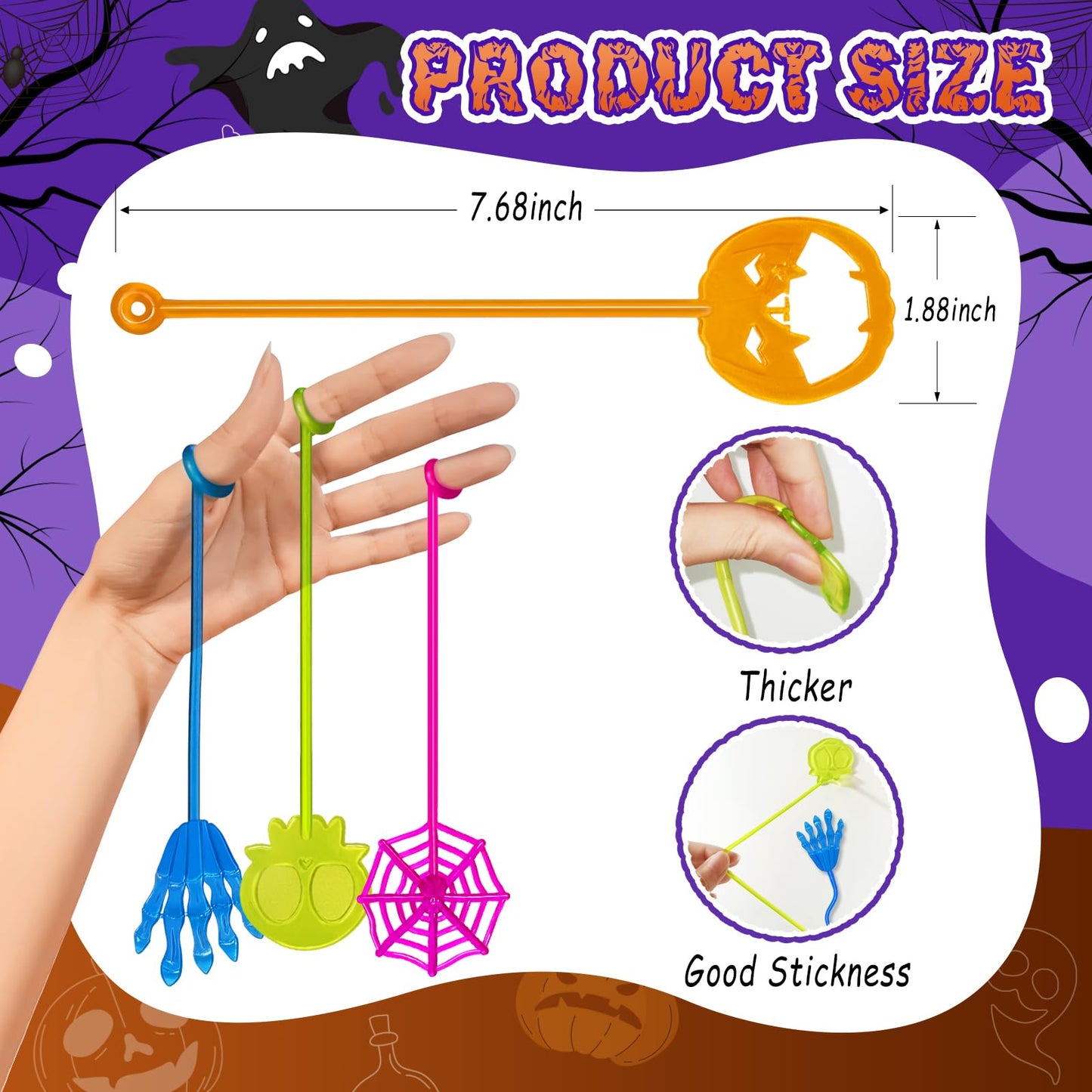 Halloween Sticky Hands Bulk 42PCS Halloween Party Favors for Kids Stretchy Halloween Sticky Hand Toy Halloween Goodie Bag Filler