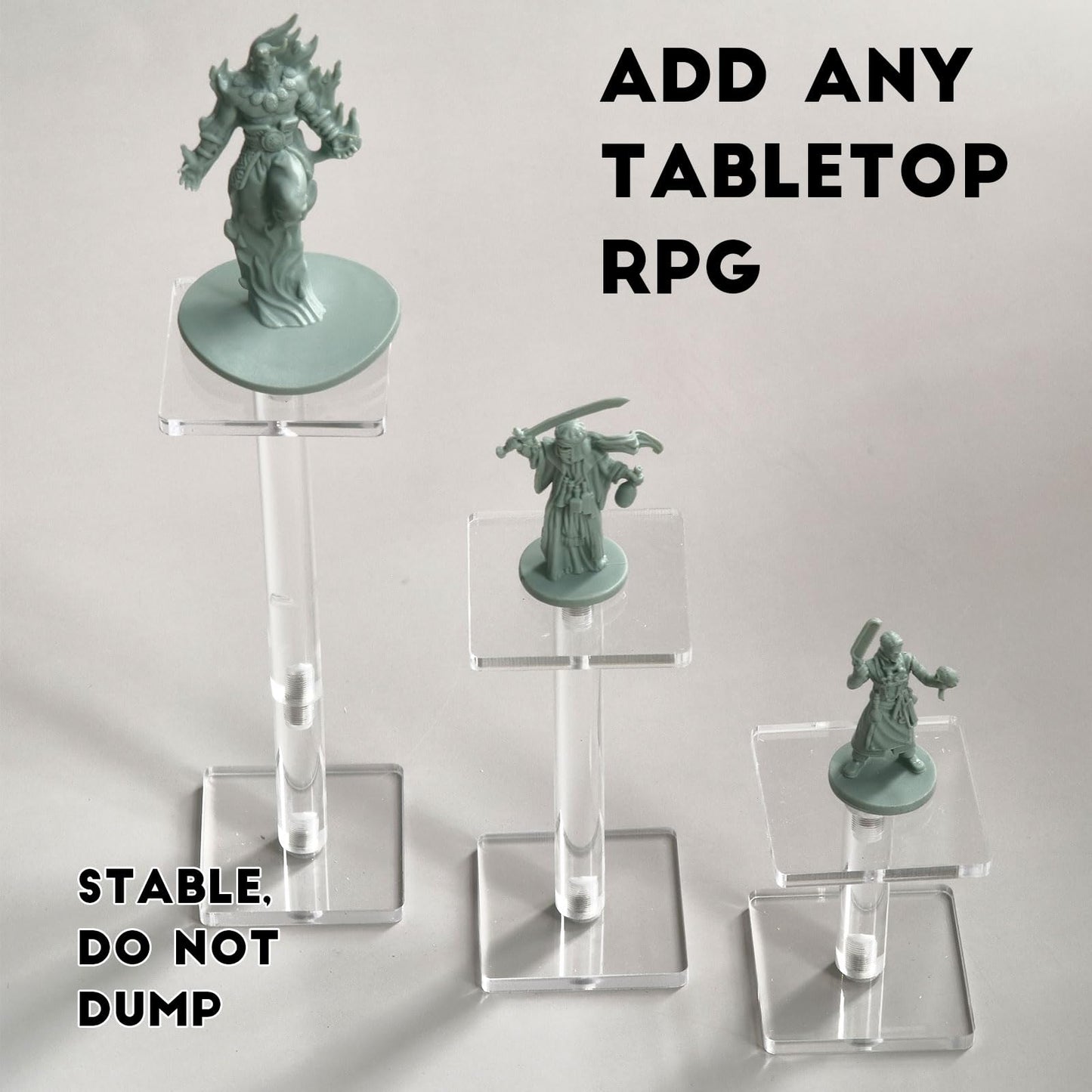AAiphuwew 3pcs Combat Risers - Adjustable Height Acrylic Platforms for Miniatures - Clear - Model 15