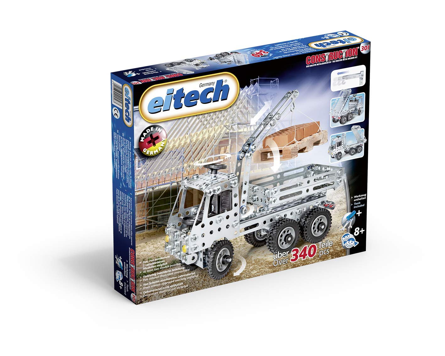 Eitech Classic Series Truck with Crane Construction Set and Educational Toy - 340 Pieces with Easy to Read Illustrated Instructi