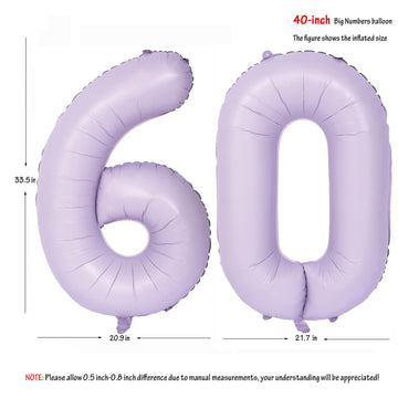 40 In Matte Purple Number Balloons Helium Foil Mylar Balloon Birthday Party Banquet Decoration Digital 60