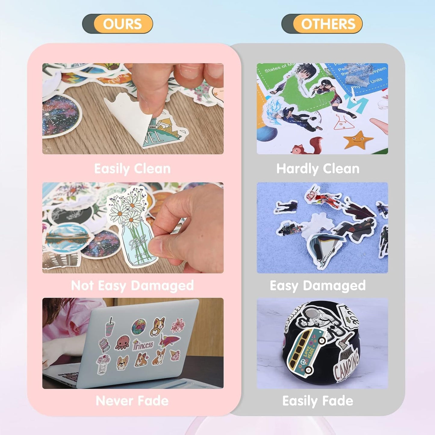 Arme Vinyl Stickers Pack - 400 PCS Cute Waterproof Stickers for Water Bottles, Laptops, Skateboards - Ideal for Kids, Teens, Adults