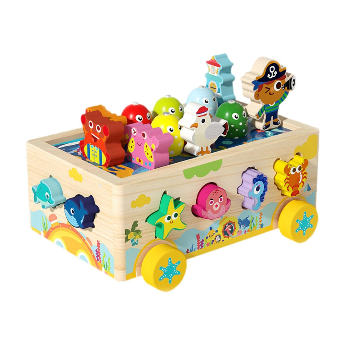 ATORSE Toy Shape Sorting Toy Developmental Toy Wooden Activity Truck Toy Gifts Children