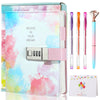 Sicbanna Diary With Lock For Girls Ages 8 9 10 11 12 Year Old, Kid Secret Notebook Locked Diary With Pens, 256 Pages Trendy Watercolor Journal With Lock For Teen Girls 8-12 Birthday Gift