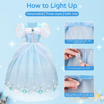 Cinderella Princess Dresses For Girls Halloween Carnival Costume For Little Girls Toddler Outfit Age 3-8 (3-4 Years)