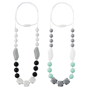 Qimgic 2Pcs Baby Teething Necklace For Mom To Wear, Babies Nursing Necklaces For Kids, Sensory Teether Toys For Toddlers Childre