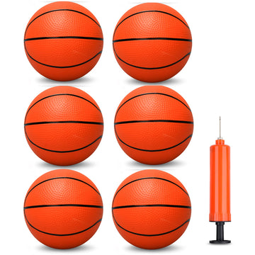 Umnodobn 6 Inch Mini Basketballs For Toddlers Kids Teenagers, 6 Pack 6' Basketball Set With Pump Durable Pvc Basketballs For Mini Over Door Hoop Pool Beach Balls For Swimming Pool, Indoor, Outdoor