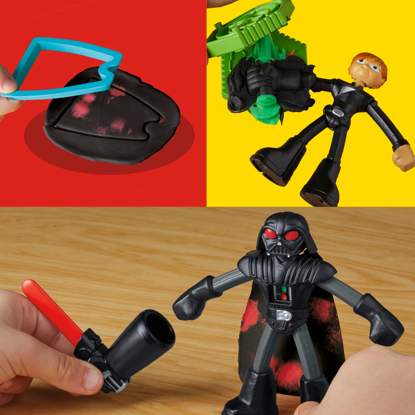 Play-Doh Star Wars Squish & Slice Lightsabers Playset, Bendy 4 Inch Luke Skywalker & Darth Vader Action Figures, Imagination Toy