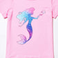 Matching Girls&Dolls Pajamas Pink Mermaid Pj Sets Short Sleeve Sleepwear,4T 5T
