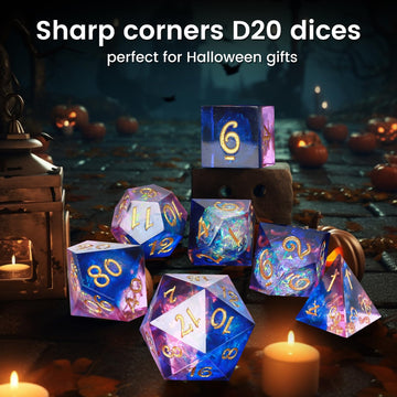 OriCraft Pink Magic Dice DND Dice Set Dungeons and Dragons Polyhedral Role Playing Gaming Dices Crystal D20 Dice Magical World E