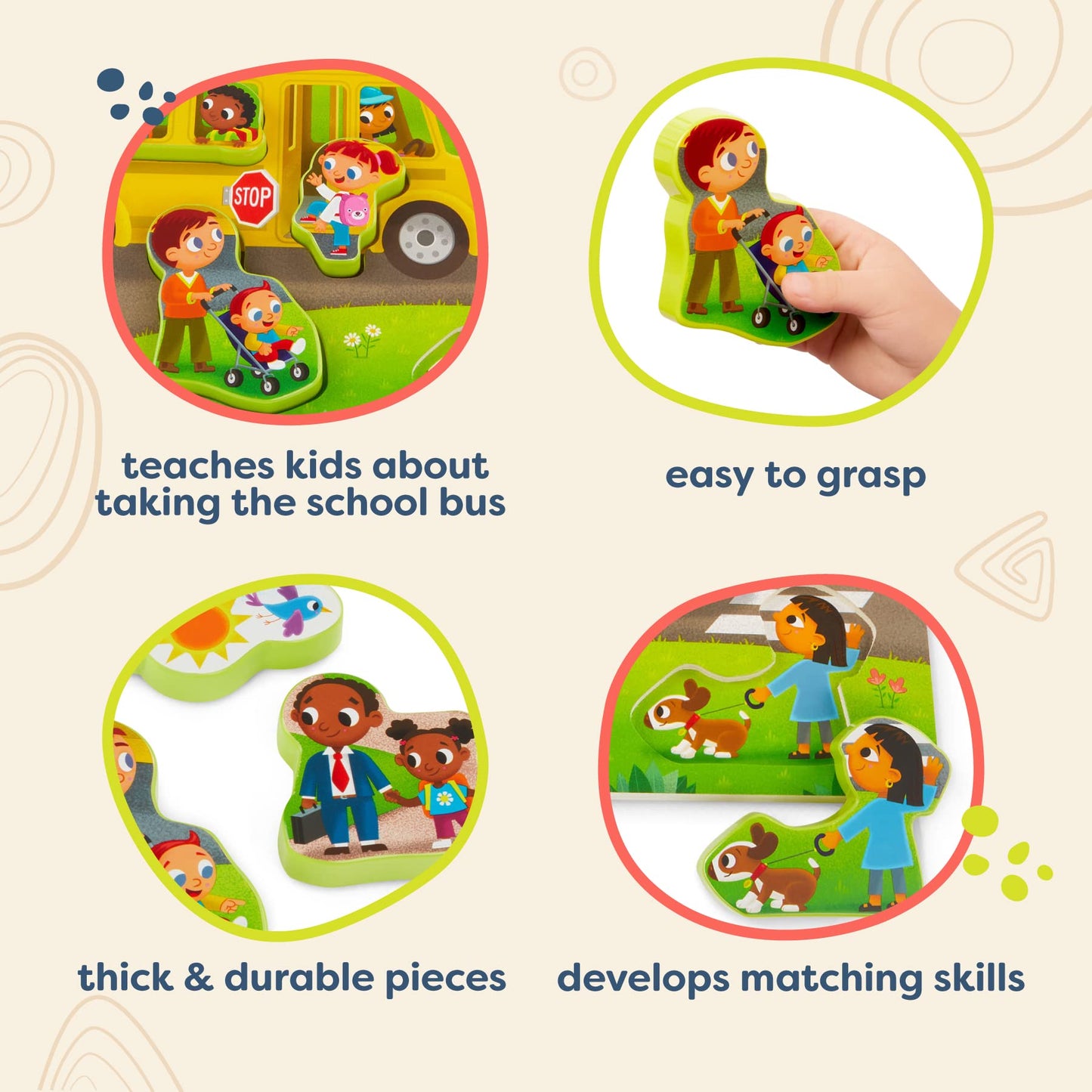 B. Toys- Peek & Explore - School Buschunky Puzzle – Puzzle For Toddlers, Kids – School Bus Puzzle – School, Bus, Students – 2 Years +