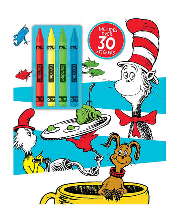 Bendon Dr. Seuss Cat in The Hat 48 Page Coloring and Activity Book with 4 Crayons 52986