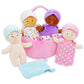 June Garden My First Basket Plush Baby Doll Set - 4 Multicultural Soft Dolls, Skin-Friendly Fabric, for Infants and Toddlers