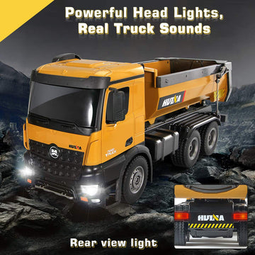 KidsFaves Remote Control Dump Truck Toy 15 LBS Load Capacity 1/14 Scale RC Truck Heavy Duty Metal Construction Vehicles RC Dump