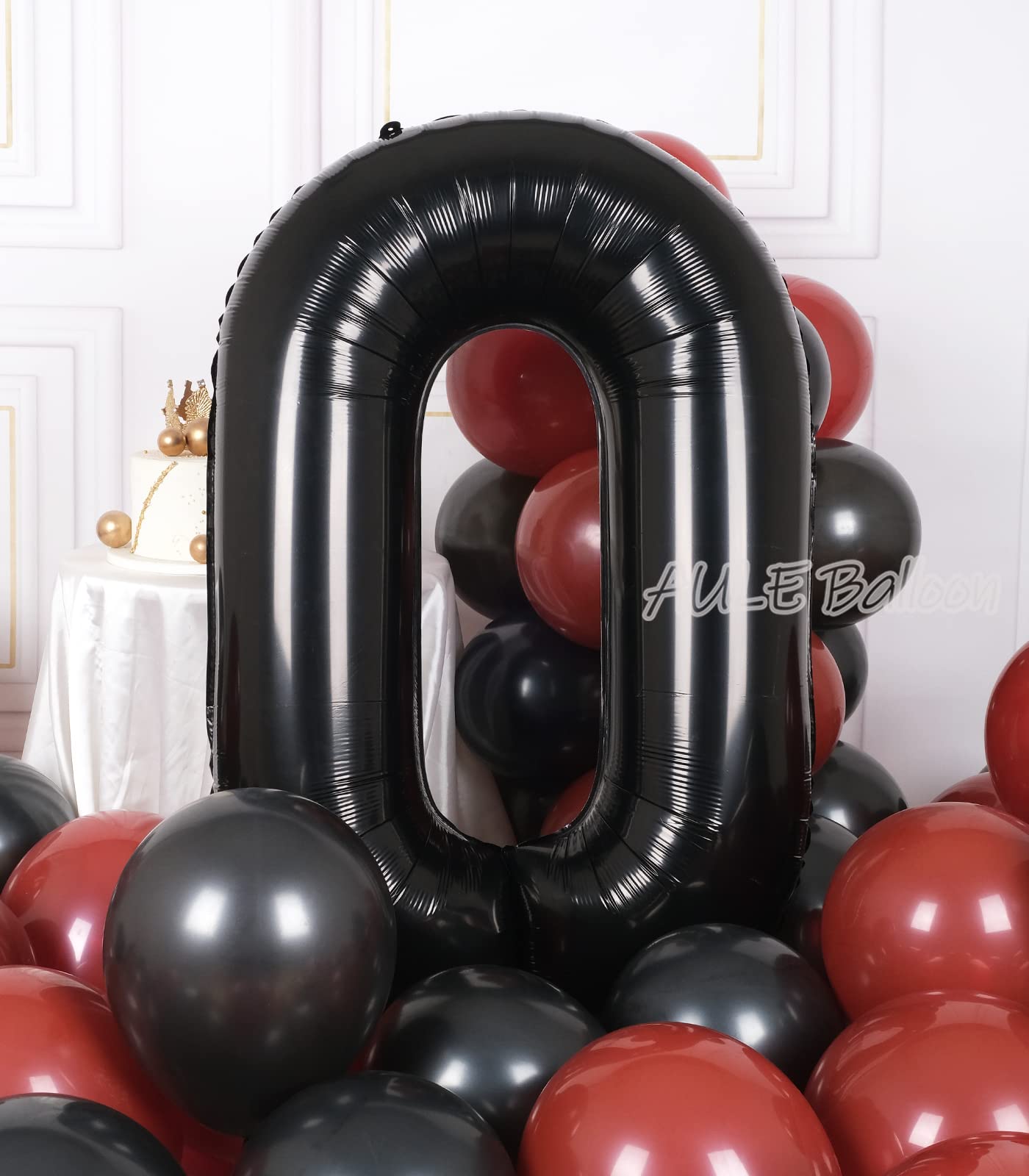Aule 40 Inch Big Black 0 Balloon Number Large Foil Helium Number Balloons 0-9 Jumbo Giant Happy 0Th Birthday Party Decorations F