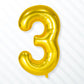 Flyloons 3 number Foil Balloon Gold 16 inch Size For Kids Boys Girls Birthday Decoration Items 3rd Year Balloons Set Three
