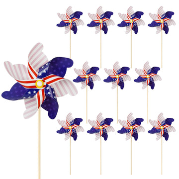 12Pcs American Flag Patriotic Pinwheels Fourth Of July Decor Outdoor, Garden Wind Spinners Patriotic Decor Independence Day Gard