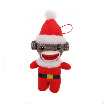 Plushland Christmas Stuffed Animal Toys Cute Soft Sockiez Sock Monkey Christmas Tree Decoration- Lovely Gift Xmas Ornament Party