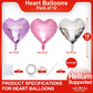 Pink Heart Shaped Balloons Pack Of 12,18 Inch Silver Love Valentine Balloons Purple Heart Romantic Balloons For Valentines Day P