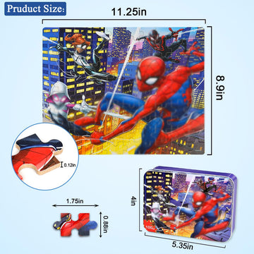 Puzzles For Kids Ages 4-8,Kids Puzzles In A Metal Box,Cool Toys Puzzles,Children Boys Girls Learning Educational Puzzles,100 Pie